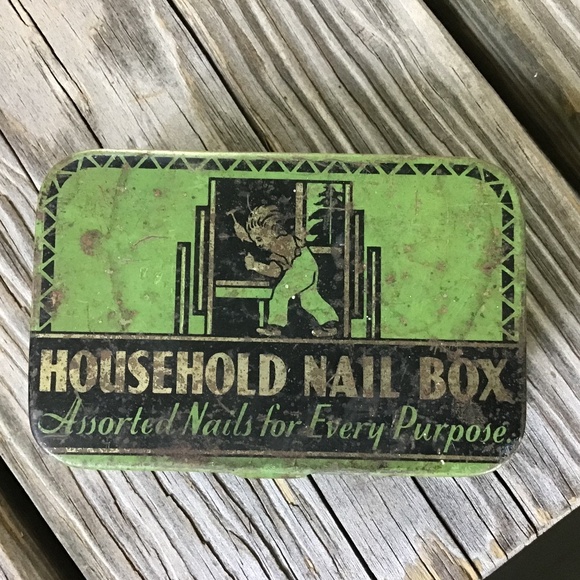 Vintage Metal Household Nail Box Collector Piece MCM - Picture 1 of 15